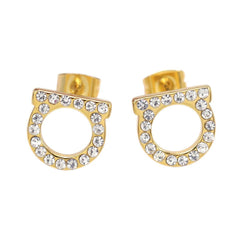 Wholesale Titanium Steel Zircon Ear Studs Simple Elegance in Solid Colors - coojewelry