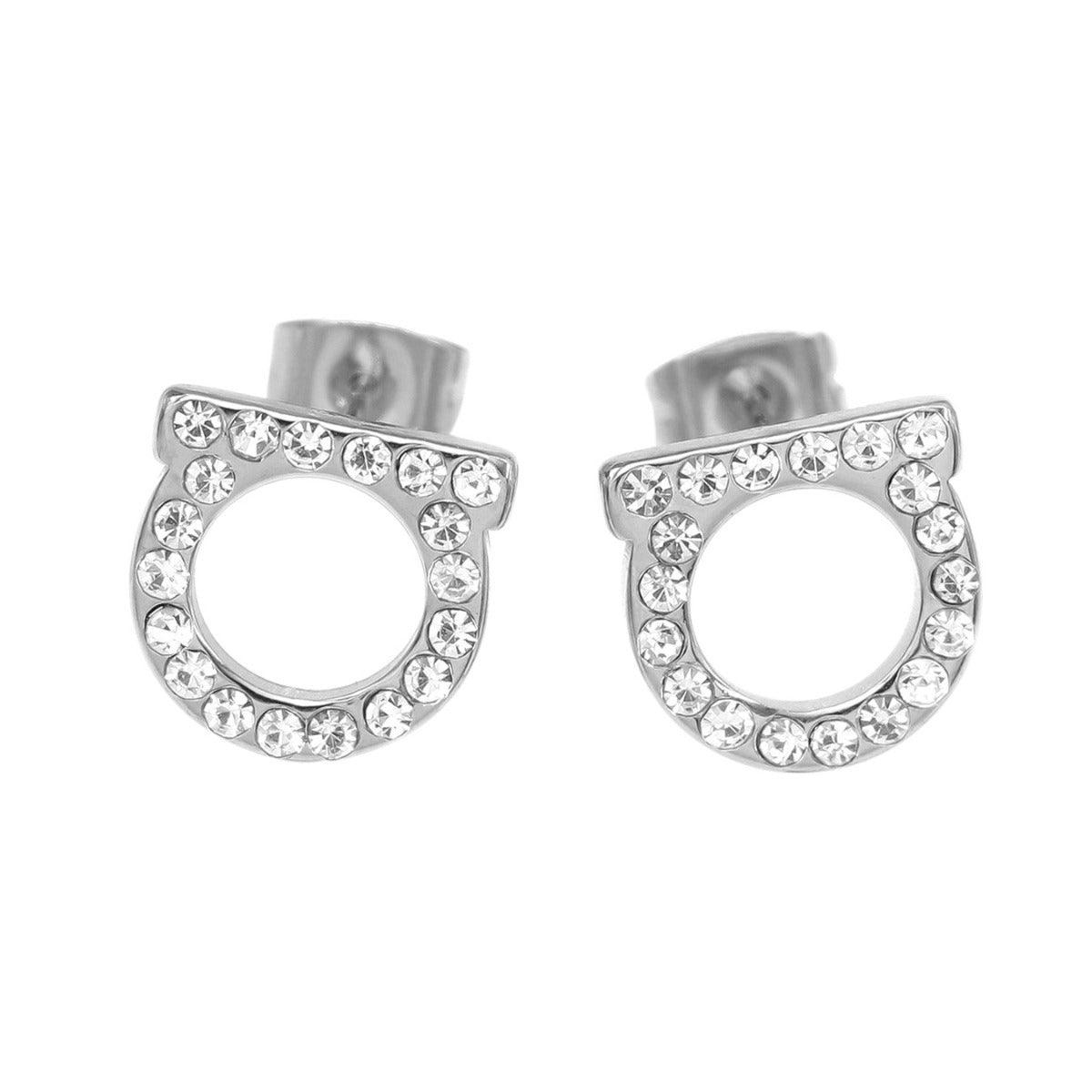 Wholesale Titanium Steel Zircon Ear Studs Simple Elegance in Solid Colors - coojewelry