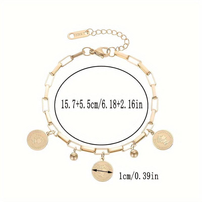 Wholesale Trendy Titanium Steel Hip-hop Personality Round Pendant Bracelet - coojewelry