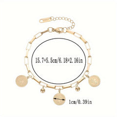 Wholesale Trendy Titanium Steel Hip-hop Personality Round Pendant Bracelet - coojewelry