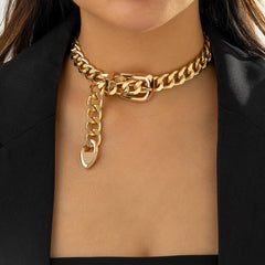 Wholesale Vintage Geometric Solid Color Alloy Plating Chain Women's Necklace - coojewelry