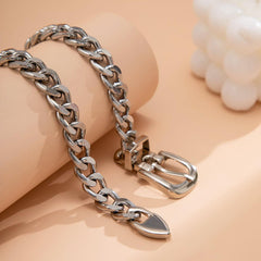 Wholesale Vintage Geometric Solid Color Alloy Plating Chain Women's Necklace - coojewelry