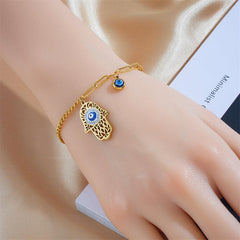 Wholesale Vintage Style Devil's Eye Titanium Steel Plating 18K Gold Plated Bracelets - coojewelry