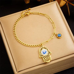 Wholesale Vintage Style Devil's Eye Titanium Steel Plating 18K Gold Plated Bracelets - coojewelry