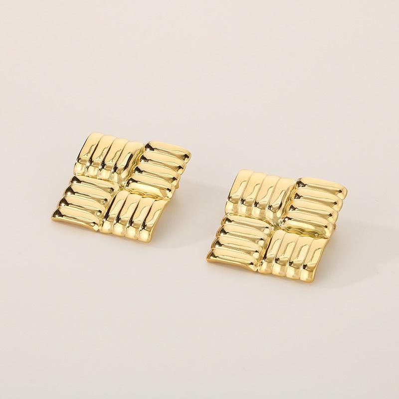 Wholesale Vintage Style Geometric 304 Stainless Steel 18K Gold Plated Ear Studs for Women - coojewelry