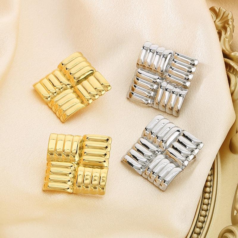 Wholesale Vintage Style Geometric 304 Stainless Steel 18K Gold Plated Ear Studs for Women - coojewelry