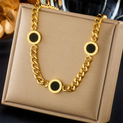 Wholesale Vintage Style Solid Color Titanium Steel Plating 18K Gold Plated Necklace - coojewelry