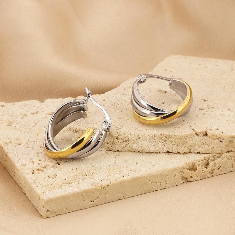 Wholesale Vintage Style U Shape Titanium Steel Hoop Earrings - coojewelry