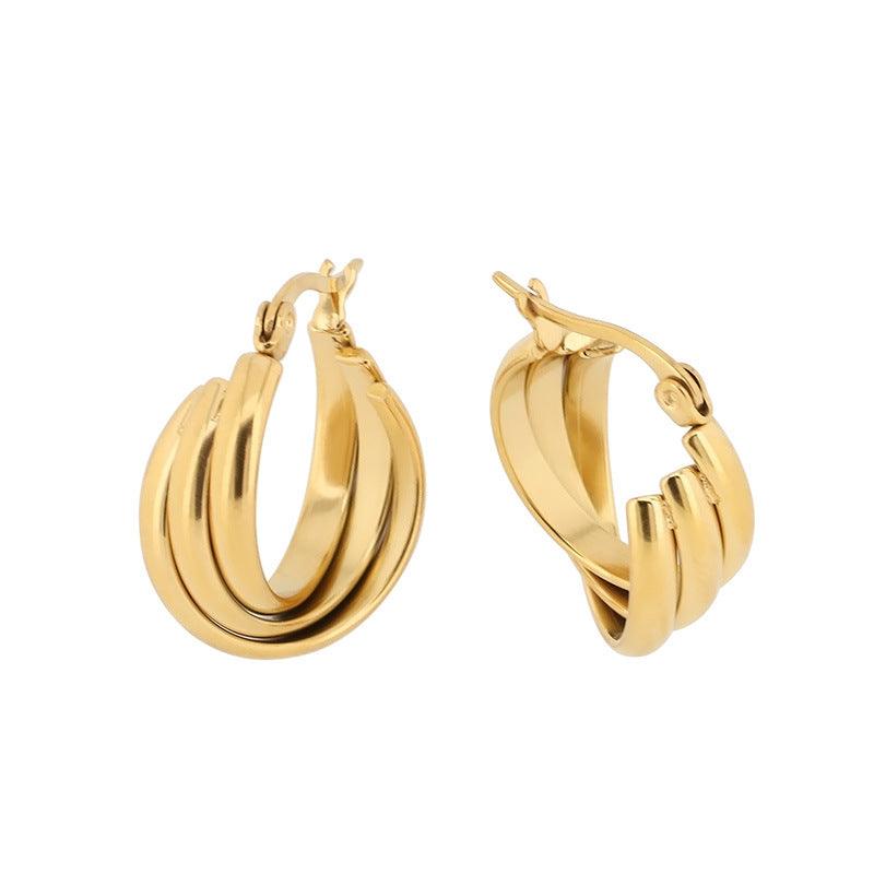 Wholesale Vintage Style U Shape Titanium Steel Hoop Earrings - coojewelry