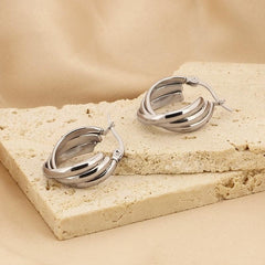 Wholesale Vintage Style U Shape Titanium Steel Hoop Earrings - coojewelry