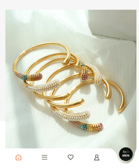 Wholesale Vintage Style Vacation Commute Round Titanium Steel Asymmetrical Plating Zircon Inlay 18K Gold Plated Bangle - coojewelry