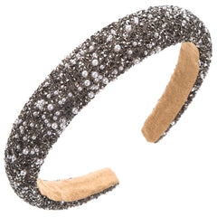 Wholesale Women's Baroque Simple Classic Color Block Cloth Inlay Rhinestones Pearl Hair Band - coojewelry