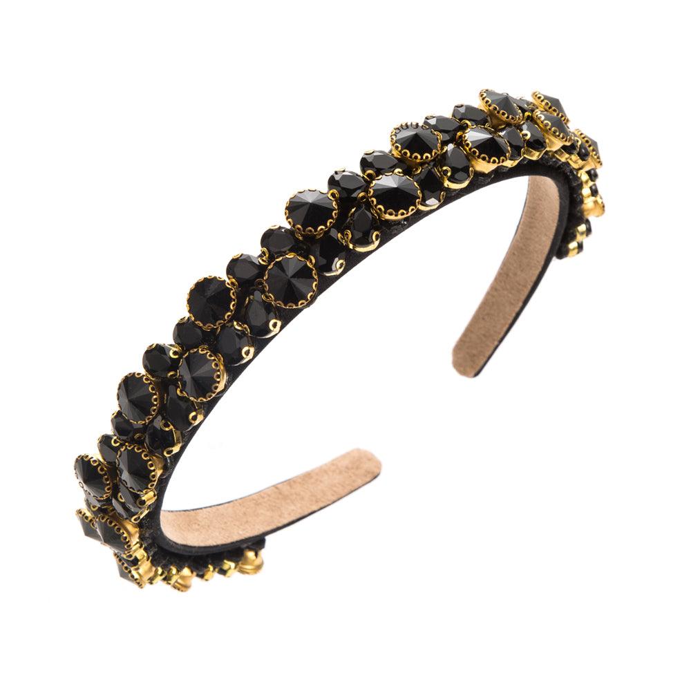 Wholesale Women's Retro Baroque Style Geometric Alloy Cloth Inlay Rhinestones Hair Band - coojewelry