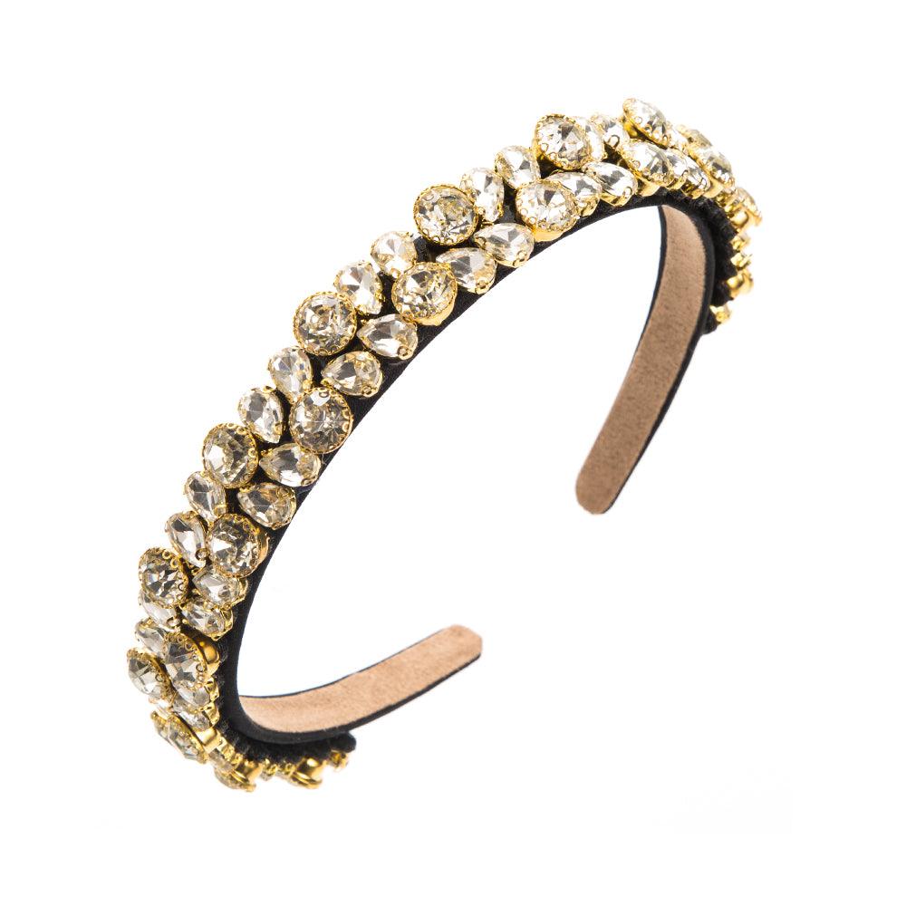 Wholesale Women's Retro Baroque Style Geometric Alloy Cloth Inlay Rhinestones Hair Band - coojewelry