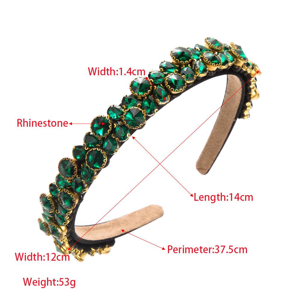 Wholesale Women's Retro Baroque Style Geometric Alloy Cloth Inlay Rhinestones Hair Band - coojewelry