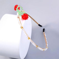 Wholesale Women's Simple Style Cherry Resin Iron Beaded Hair Band - coojewelry