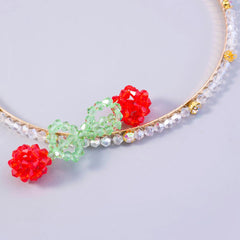 Wholesale Women's Simple Style Cherry Resin Iron Beaded Hair Band - coojewelry