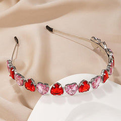 Wholesale Women's Sweet Heart Shape Alloy Plating Inlay Artificial Gemstones Hair Band - coojewelry