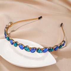 Wholesale Women's Sweet Heart Shape Alloy Plating Inlay Artificial Gemstones Hair Band - coojewelry
