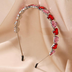 Wholesale Women's Sweet Heart Shape Alloy Plating Inlay Artificial Gemstones Hair Band - coojewelry