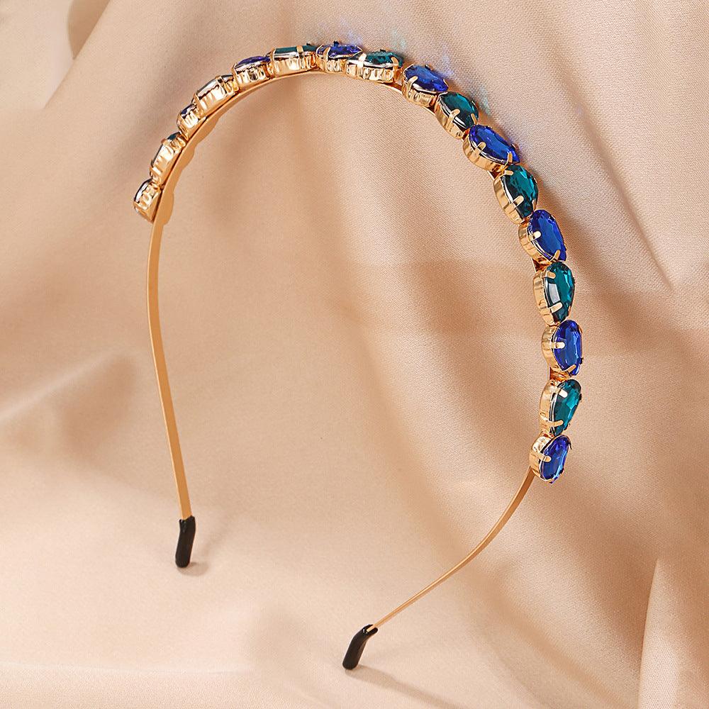 Wholesale Women's Sweet Heart Shape Alloy Plating Inlay Artificial Gemstones Hair Band - coojewelry