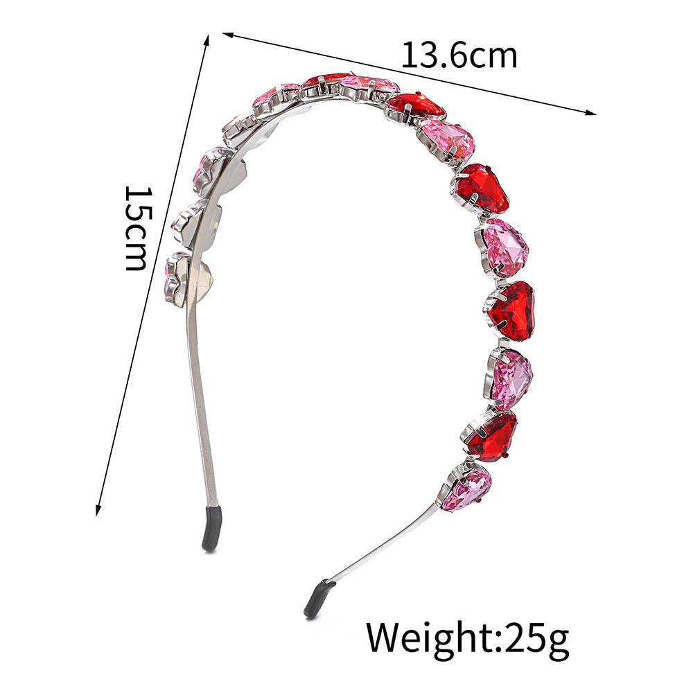 Wholesale Women's Sweet Heart Shape Alloy Plating Inlay Artificial Gemstones Hair Band - coojewelry