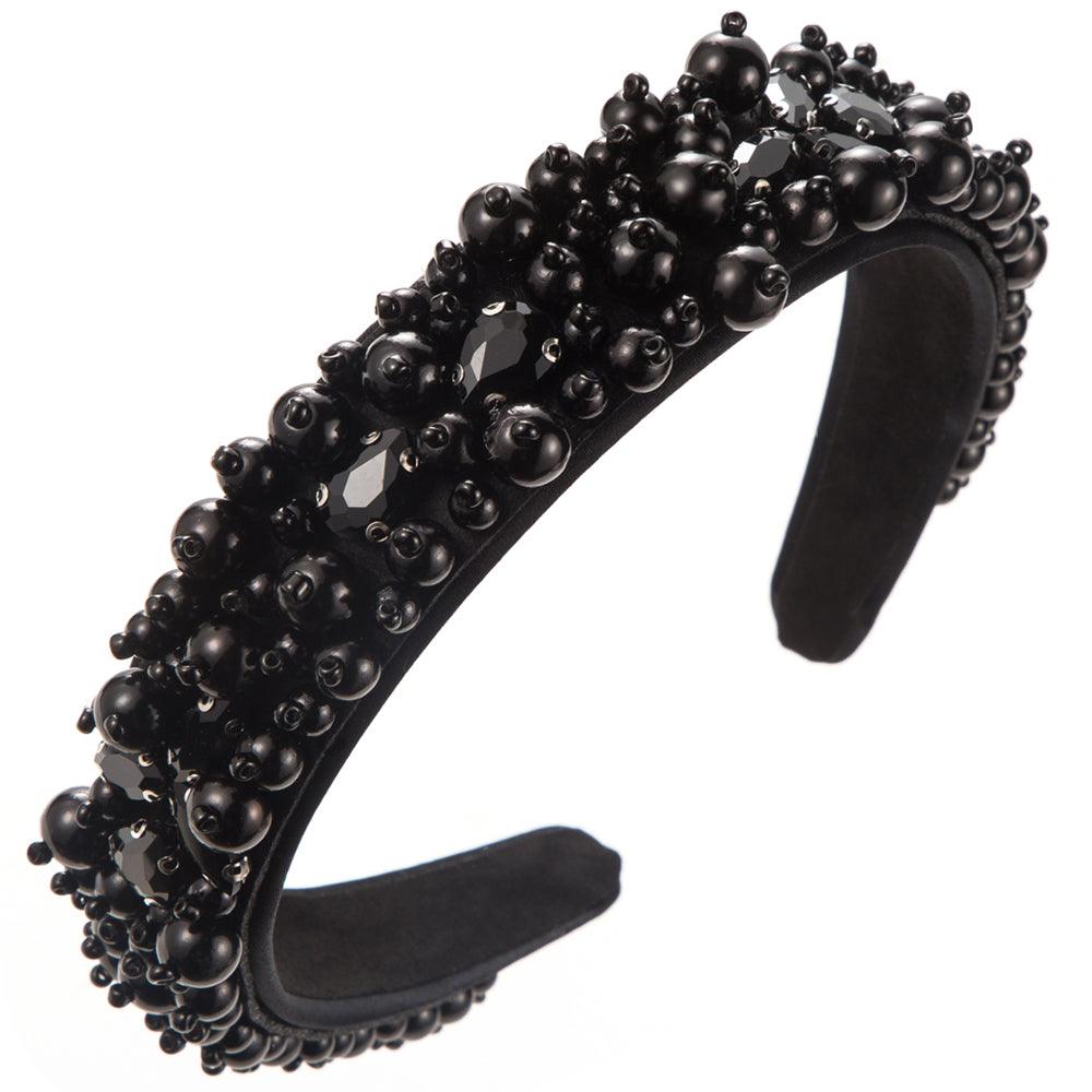 Wholesale Women's Vacation Modern Classic Style Round Water Droplets Alloy Cloth Beaded Inlay Glass Drill Pearl Hair Band - coojewelry