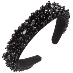 Wholesale Women's Vacation Modern Classic Style Round Water Droplets Alloy Cloth Beaded Inlay Glass Drill Pearl Hair Band - coojewelry