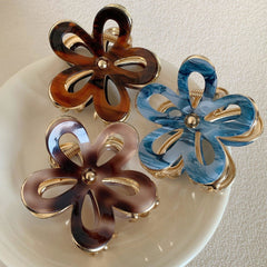 Wholesale Women's Vintage Style Flower Acetic Acid Sheets Hair Claws - coojewelry