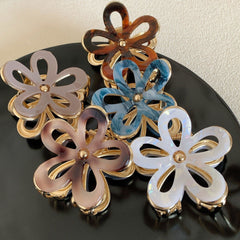 Wholesale Women's Vintage Style Flower Acetic Acid Sheets Hair Claws - coojewelry
