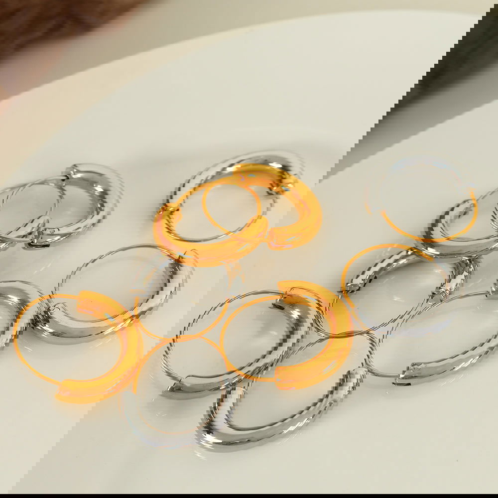 wholesale Casual Commute IG Style Semicircle Polishing 304 Stainless Steel 18K Gold Plated Earrings - coojewelry