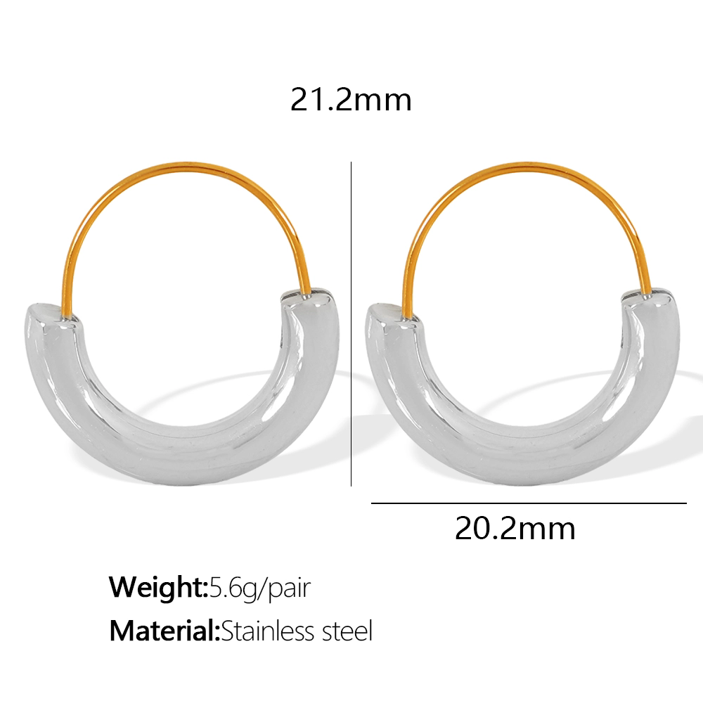 wholesale Casual Commute IG Style Semicircle Polishing 304 Stainless Steel 18K Gold Plated Earrings - coojewelry