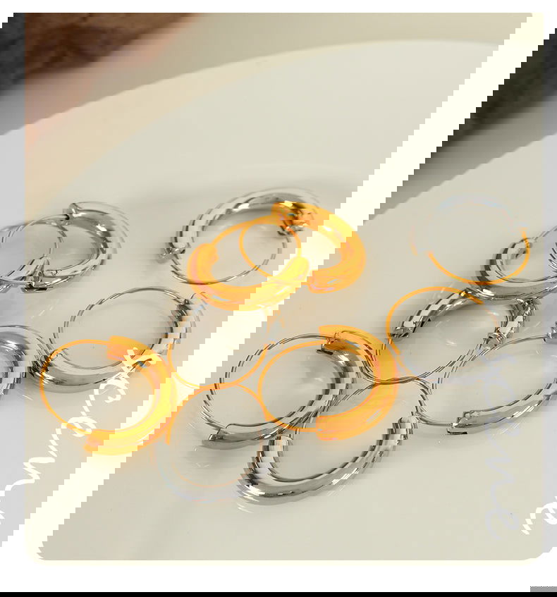 wholesale Casual Commute IG Style Semicircle Polishing 304 Stainless Steel 18K Gold Plated Earrings - coojewelry