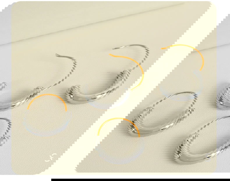 wholesale Casual Commute IG Style Semicircle Polishing 304 Stainless Steel 18K Gold Plated Earrings - coojewelry