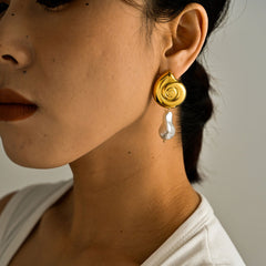 wholesale Casual Simple Style Conch Shell 304 Stainless Steel Freshwater Pearl Drop Earrings - coojewelry