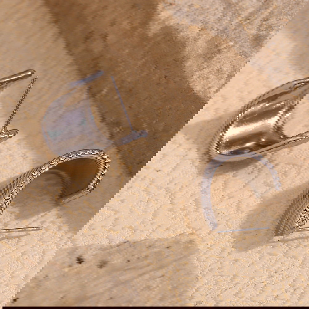 wholesale Casual Simple Style Geometric Inlay 304 Stainless Steel Zircon 18K Gold Plated Ear Studs - coojewelry