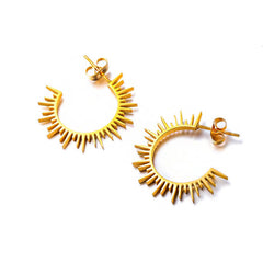 wholesale Elegant Modern Simple C Shape Lines Plating 304 Stainless Steel 18K Gold Plated Ear Studs - coojewelry