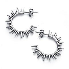 wholesale Elegant Modern Simple C Shape Lines Plating 304 Stainless Steel 18K Gold Plated Ear Studs - coojewelry