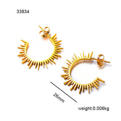 wholesale Elegant Modern Simple C Shape Lines Plating 304 Stainless Steel 18K Gold Plated Ear Studs - coojewelry
