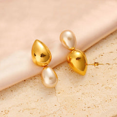 wholesale Exaggerated Commute Geometric 304 316 Stainless Steel 18K Gold Plated Drop Earrings - coojewelry