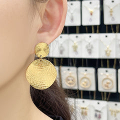 wholesale Exaggerated Simple Style Commute Geometric Pleated 304 Stainless Steel 18K Gold Plated Drop Earrings - coojewelry