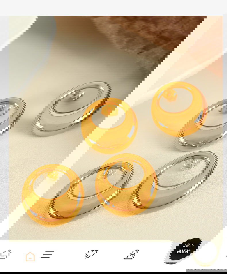 wholesale IG Style Casual Elegant Circle Polishing Hollow Out 304 Stainless Steel 18K Gold Plated Ear Studs - coojewelry