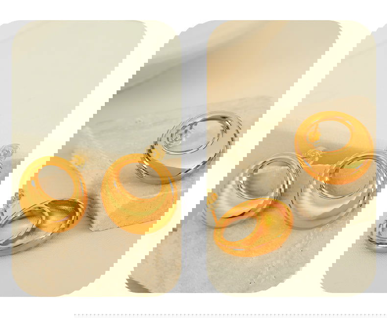wholesale IG Style Casual Elegant Circle Polishing Hollow Out 304 Stainless Steel 18K Gold Plated Ear Studs - coojewelry