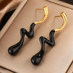 wholesale IG Style Classic Water Droplets Lightning Enamel Plating 304 Stainless Steel 18K Gold Plated Drop Earrings - coojewelry