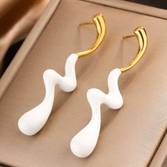 wholesale IG Style Classic Water Droplets Lightning Enamel Plating 304 Stainless Steel 18K Gold Plated Drop Earrings - coojewelry