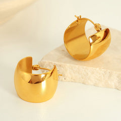wholesale IG Style Elegant French Heart Shape Solid Color Polishing 304 Stainless Steel 18K Gold Plated Earrings - coojewelry