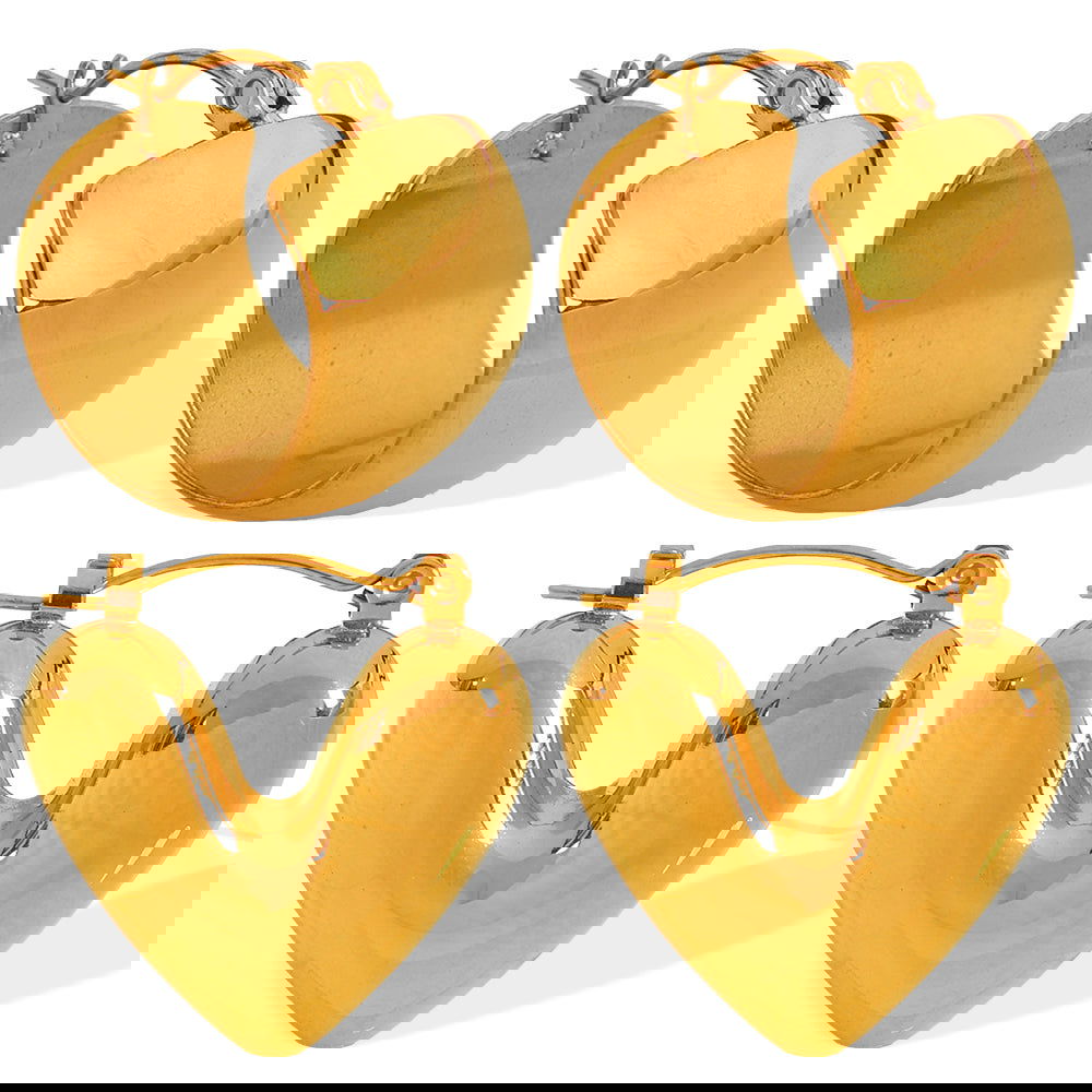 wholesale IG Style Elegant French Heart Shape Solid Color Polishing 304 Stainless Steel 18K Gold Plated Earrings - coojewelry