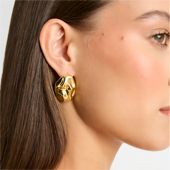 wholesale IG Style Geometric Oval Polishing Plating 304 Stainless Steel 18K Gold Plated Ear Studs - coojewelry