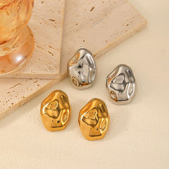 wholesale IG Style Geometric Oval Polishing Plating 304 Stainless Steel 18K Gold Plated Ear Studs - coojewelry