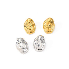 wholesale IG Style Geometric Oval Polishing Plating 304 Stainless Steel 18K Gold Plated Ear Studs - coojewelry